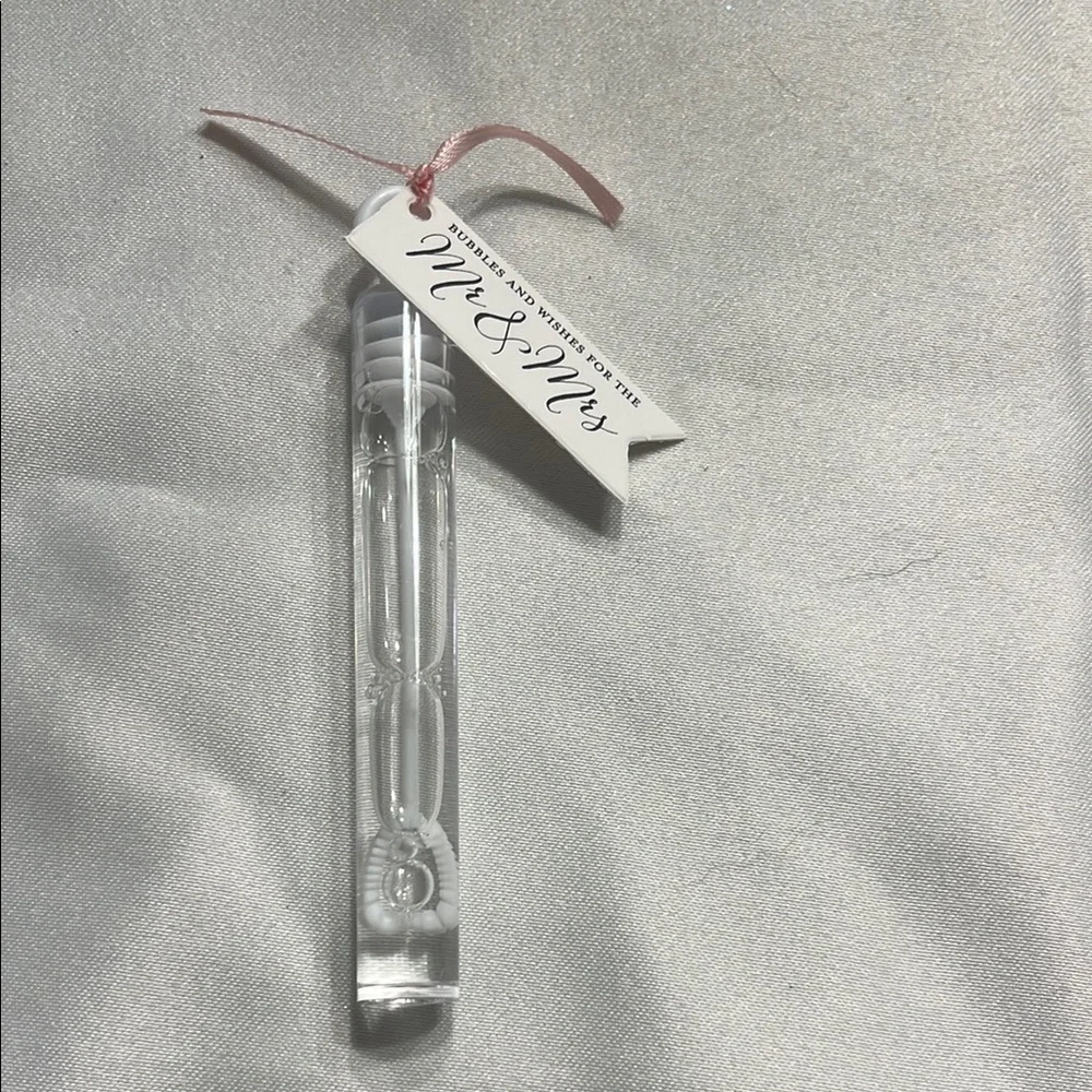 Wedding Clear Bubble Wand with Pink Ribbon Set of 22